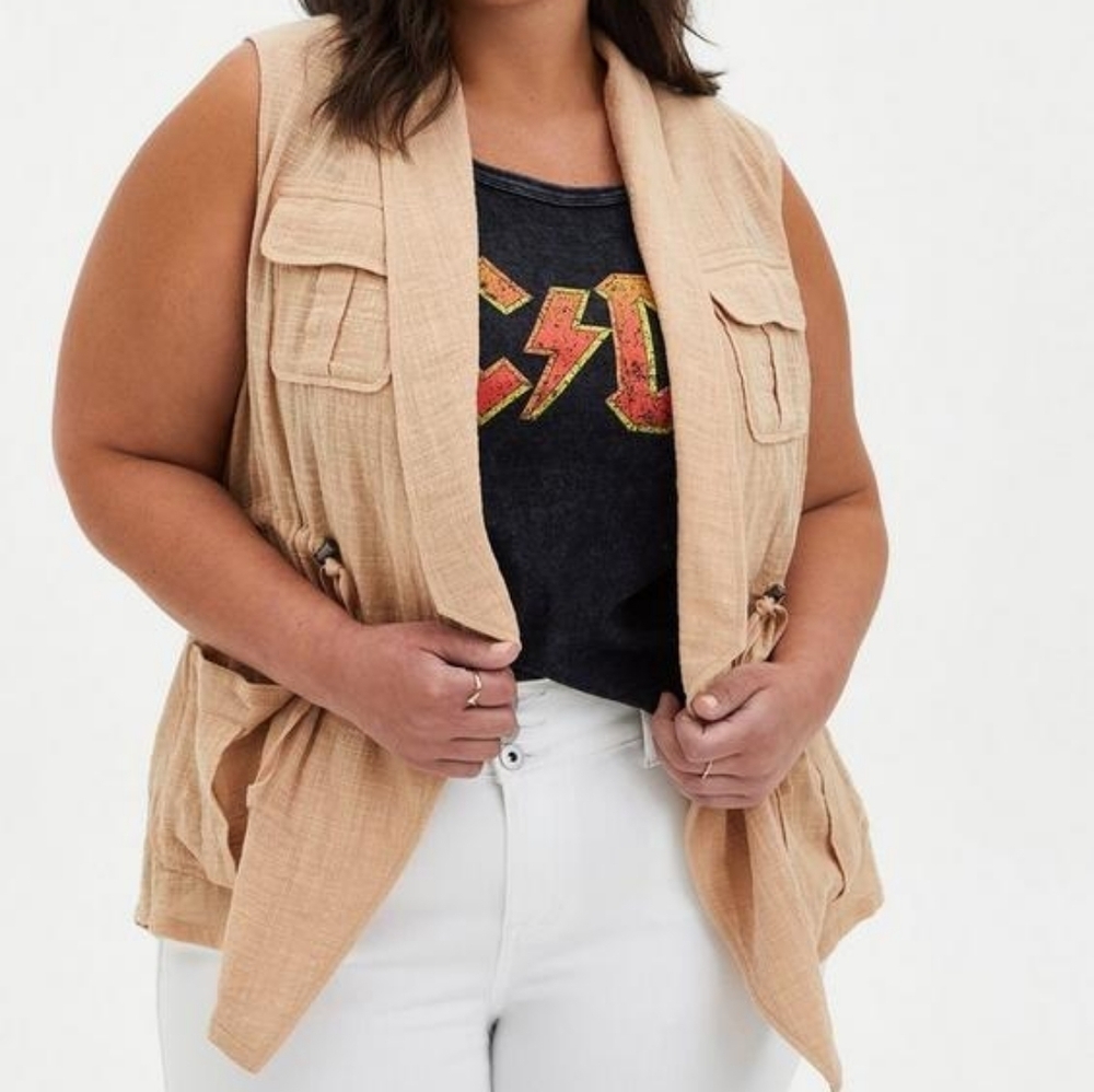 Torrid Gauze Drape Front Vest - Picture 1 of 10